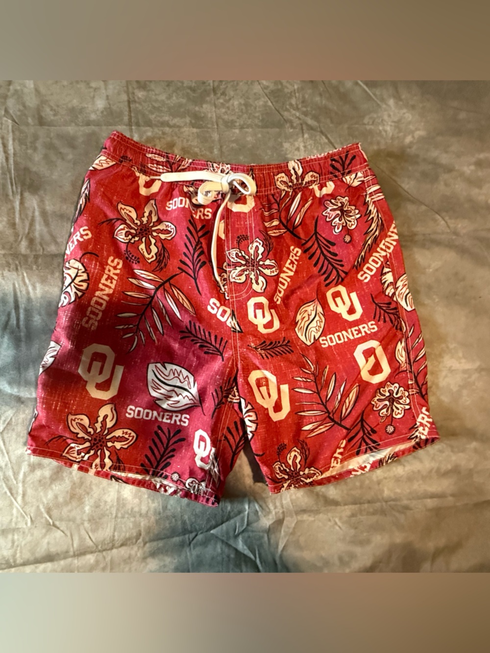 NWT OU Oklahoma University Swim Shorts with White Drawstring